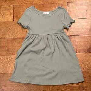 Toddler Girls Cat and Jack Short Sleeve Ribbed A-Line Dress - 4T - Olive Green